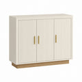 Sideboard mit 3 Türen Weiß Eiche Dekor Spanplatte MDF rechteckig 120 x 40 x 90 cm