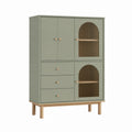 Highboard Sideboard Salbeigrün MDF mit Buchenholzbeinen 100 x 40 x 140 cm
