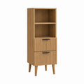 Highboard Eichefarben Holzwerkstoff rechteckig mit 2 Türen und 2 offenen Fächern 60 x 40 x 180 cm