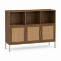 Sideboard Nussbaumfurnier mit Rattangeflecht rechteckig 120 x 40 x 100 cm