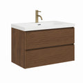 Waschtischunterschrank Set Walnussbraun MDF mit Keramikwaschbecken rechteckig 80 x 46 x 56 cm
