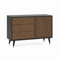 Sideboard mit 3 Schubladen und 1 Tür Schwarz Walnussfurnier 120 x 40 x 80 cm