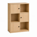 Bücherregal mit 3 Türen und 3 offenen Fächern Natur MDF und Spanplatte rechteckig 60 x 30 x 100 cm