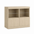 Sideboard mit 2 Türen und 2 Glasböden Eiche hell Spanplatte rechteckig 100 x 40 x 100 cm