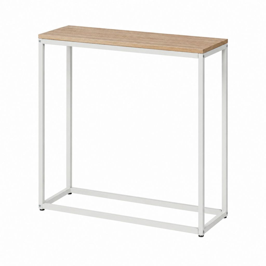 Konsolentisch Flurtisch Eiche Hell Weiß MDF Stahl 100 x 30 x 90 cm