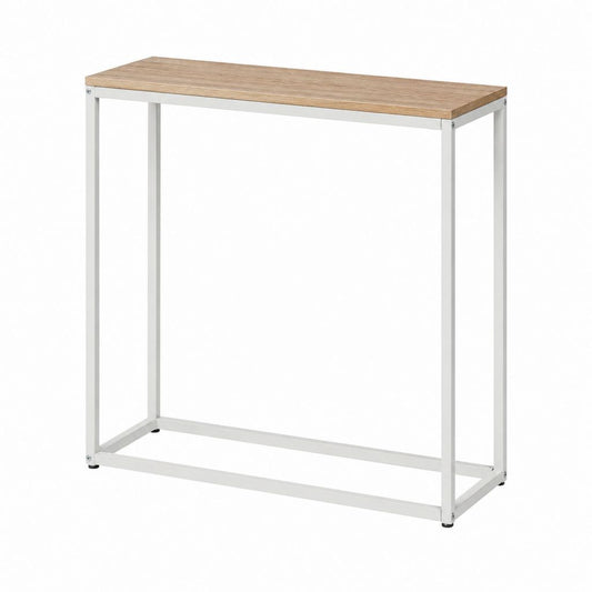 Konsolentisch Flurtisch Eiche Hell Weiß MDF Stahl 100 x 30 x 90 cm