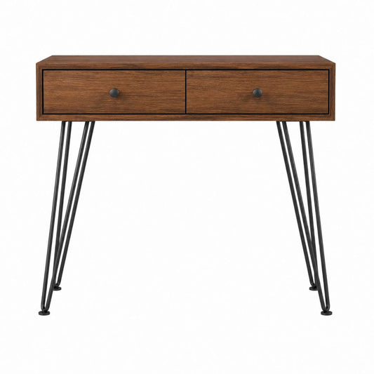 Konsolentisch mit 2 Schubladen Walnussbraun MDF Stahl 120 x 40 x 80 cm