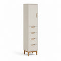 Schmaler Hochschrank mit 4 Schubladen und Tür Creme MDF rechteckig 180 x 45 x 40 cm