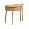 Konsolentisch Eiche Rattan Natur halbrund 100 x 35 x 80 cm