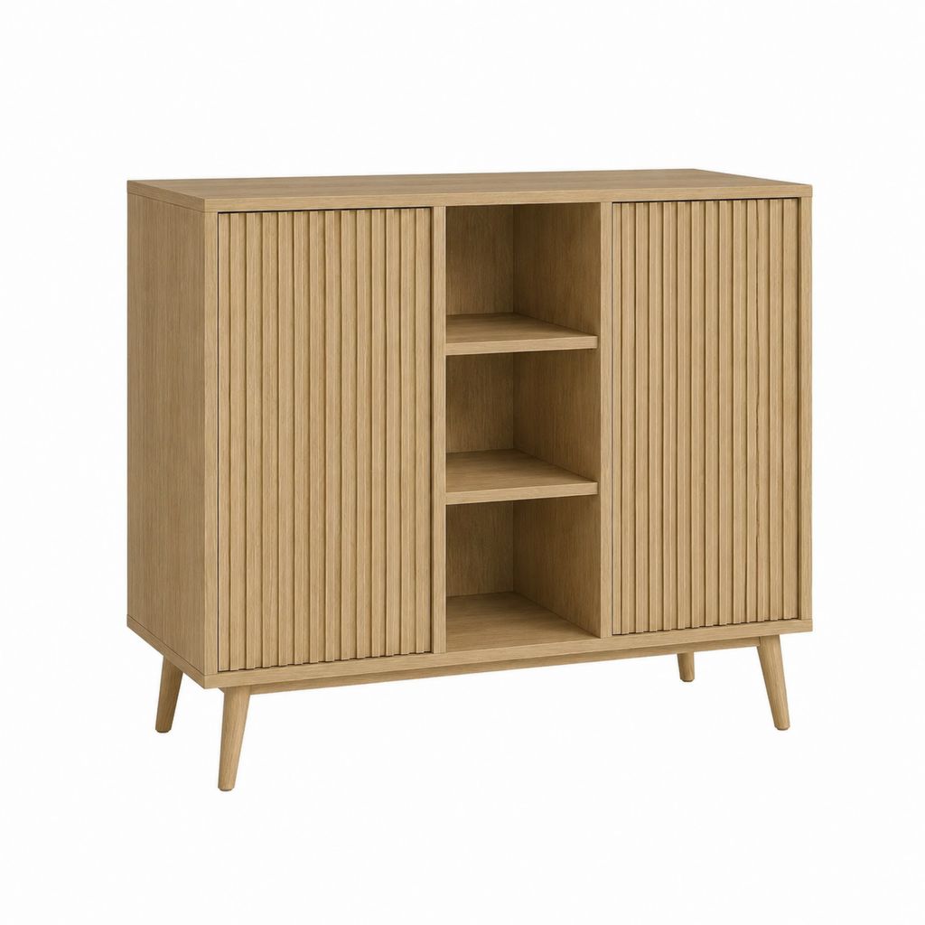 Sideboard mit Schiebetüren Eichenfurnier rechteckig 100 x 40 x 100 cm