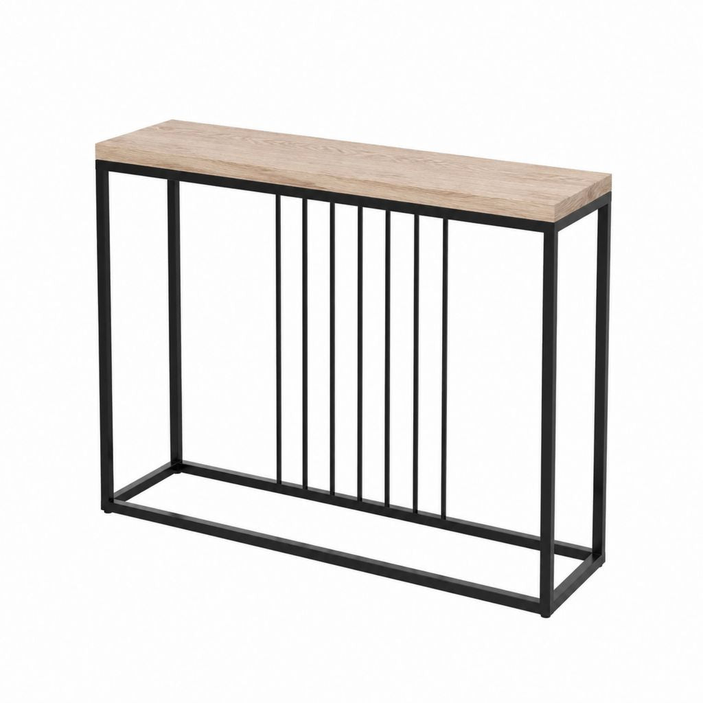 Konsolentisch Eichefarben Schwarz mit Stahlgestell rechteckig 100 x 30 x 80 cm