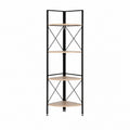 Eckregal Bücherregal Schwarz Natur Stahl MDF dreieckig 45 x 45 x 180 cm