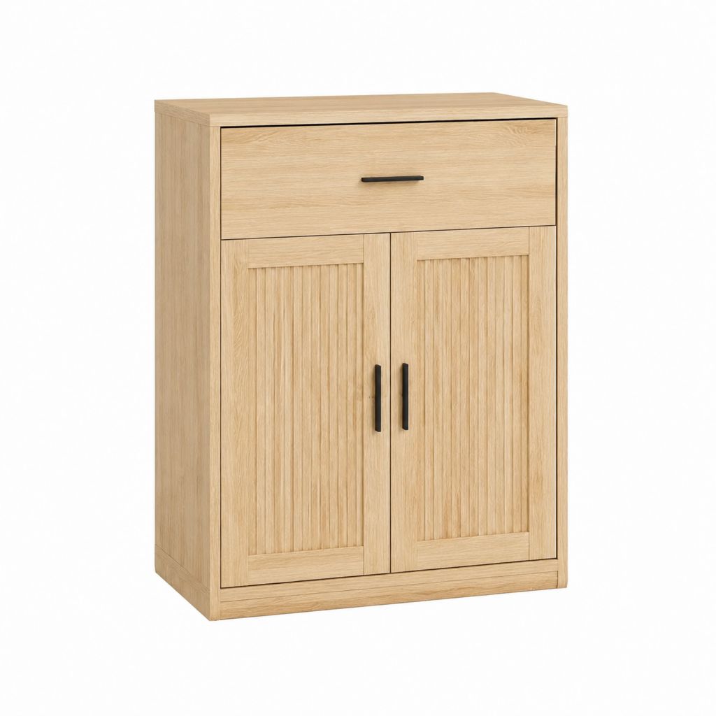 Sideboard mit 2 Türen und Schublade Eiche Dekor MDF rechteckig 80 x 40 x 120 cm