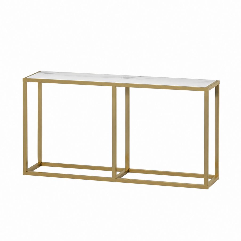 Konsolentisch Weiß Gold mit Marmoroptik MDF und Stahl 120 x 30 x 80 cm
