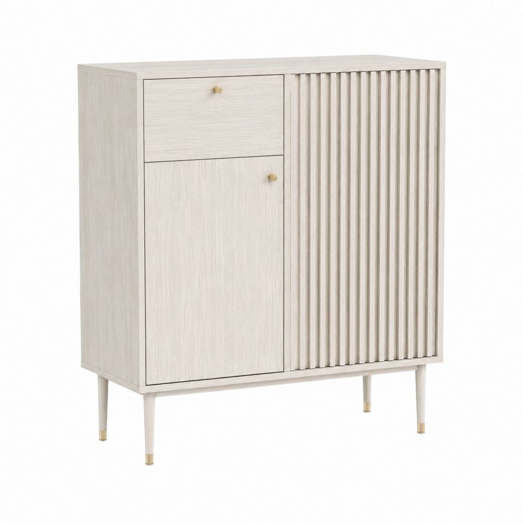 Sideboard Hellbeige MDF mit Rillenfront 80 x 40 x 100 cm